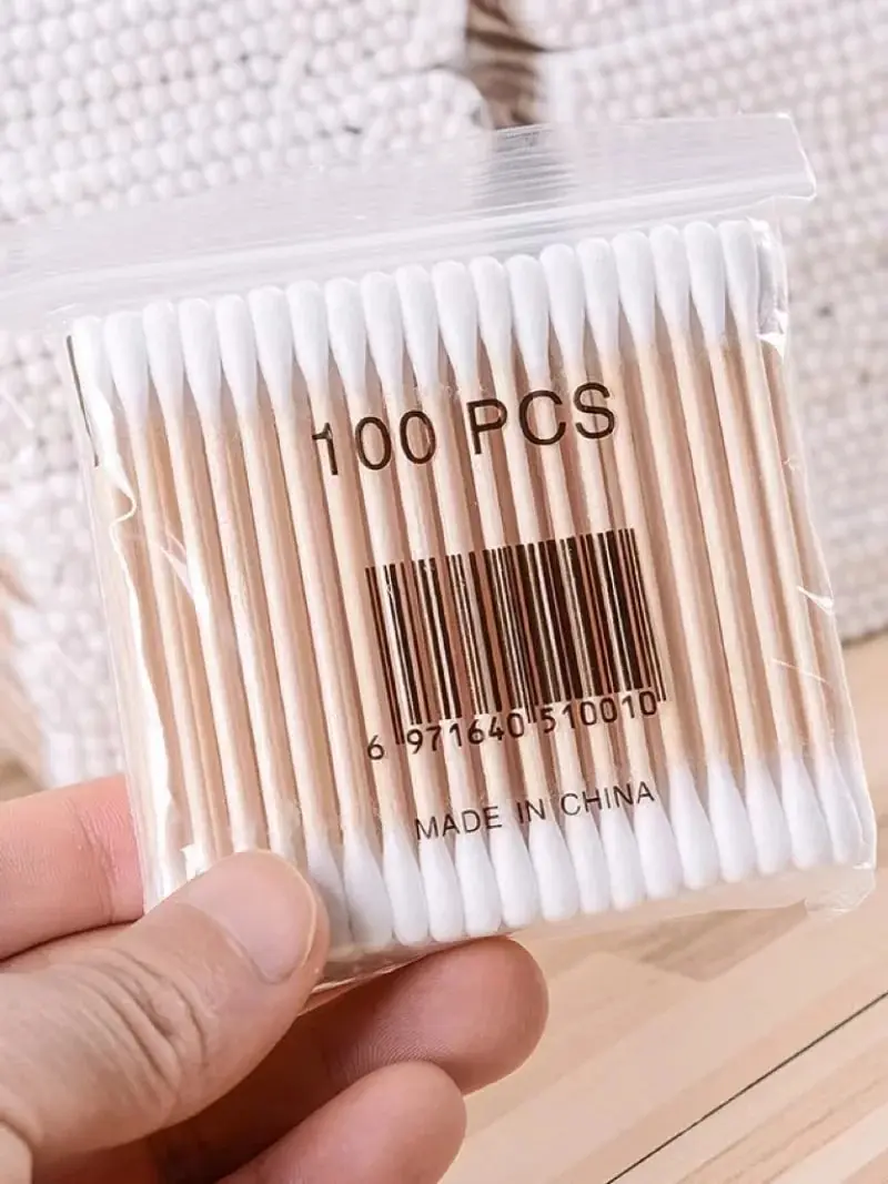 100pcs Double-ended Cotton Swabs 5 Packs
