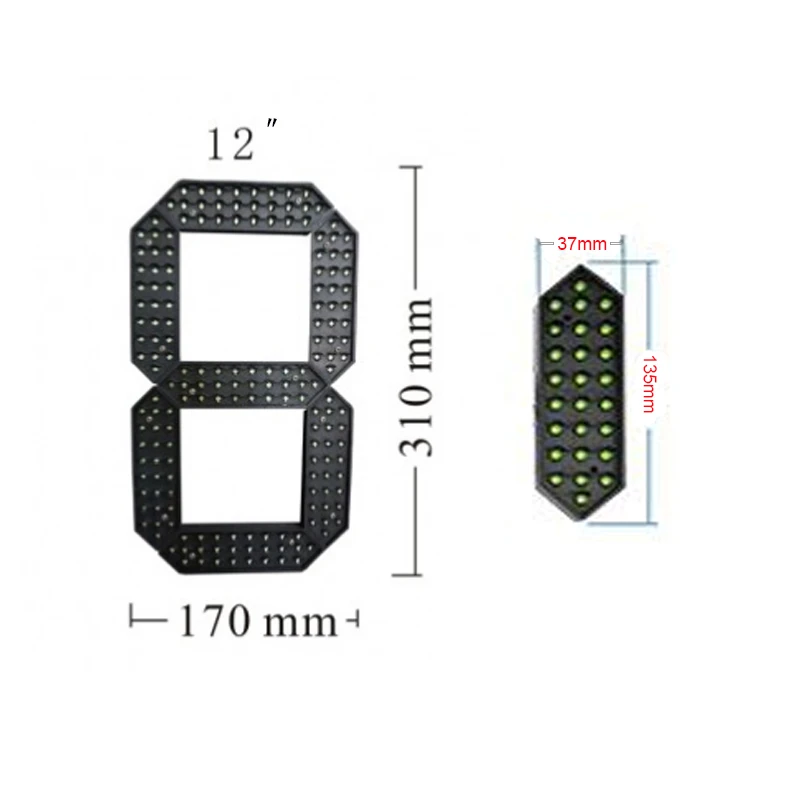 12 inch LED Number Display For Price/Time/Temperature/Score Sign Outdoor Waterproof Digital module