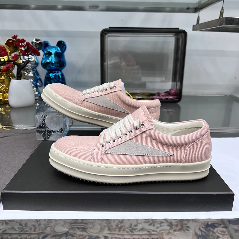 Men Low Top Casual Shoes Summer Breathable Retro Denim Lace Up Women Thick Sole Increase Height Ro Luxury Designer Flat Sneakers 6