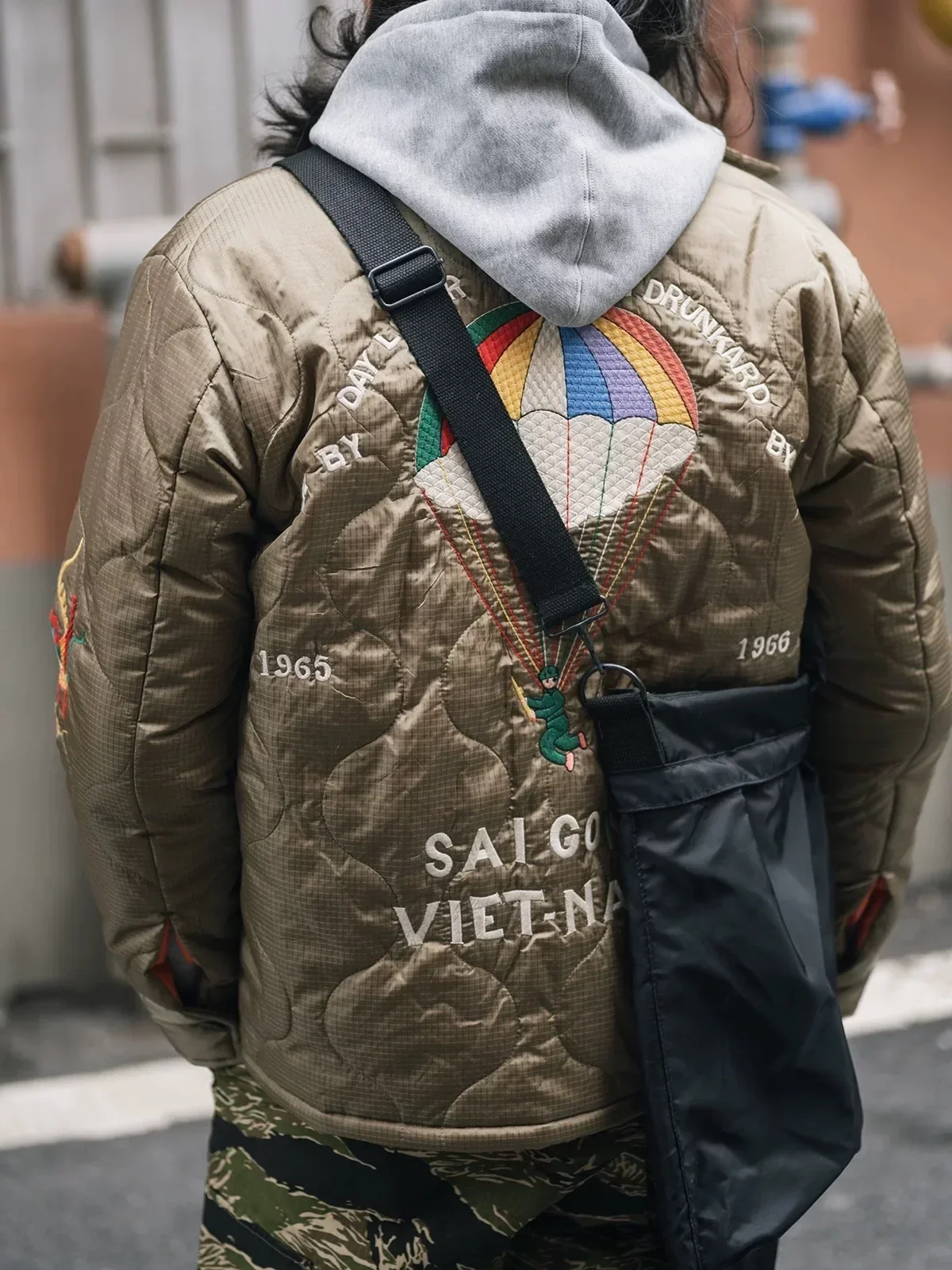 Non Stock Quilted Embroidery Jacket Military-Inspired Tour Jacket Unisex Outerwear Amekaji 6