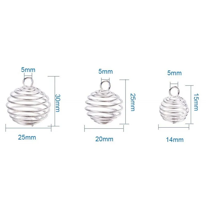 5 stücke/10 stücke/20 Stücke 9mm 15mm 25mm 30mm Silber Überzogene Spiral Bead käfige Anhänger für Schmuck Machen – Detail 9