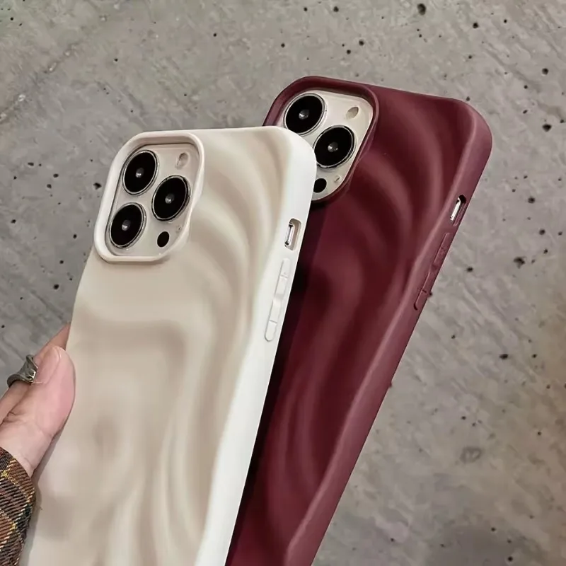 Wine Red 3D Water Ripple Soft Silicone Shockproof Phone Case