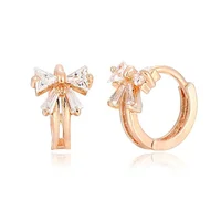 Cute Bowknot Zircon CZ Small Huggie Hoop Earrings For Women Girls Baby Kid Child Brass Gold Color Anti-Allergic Jewelry Aretes 1