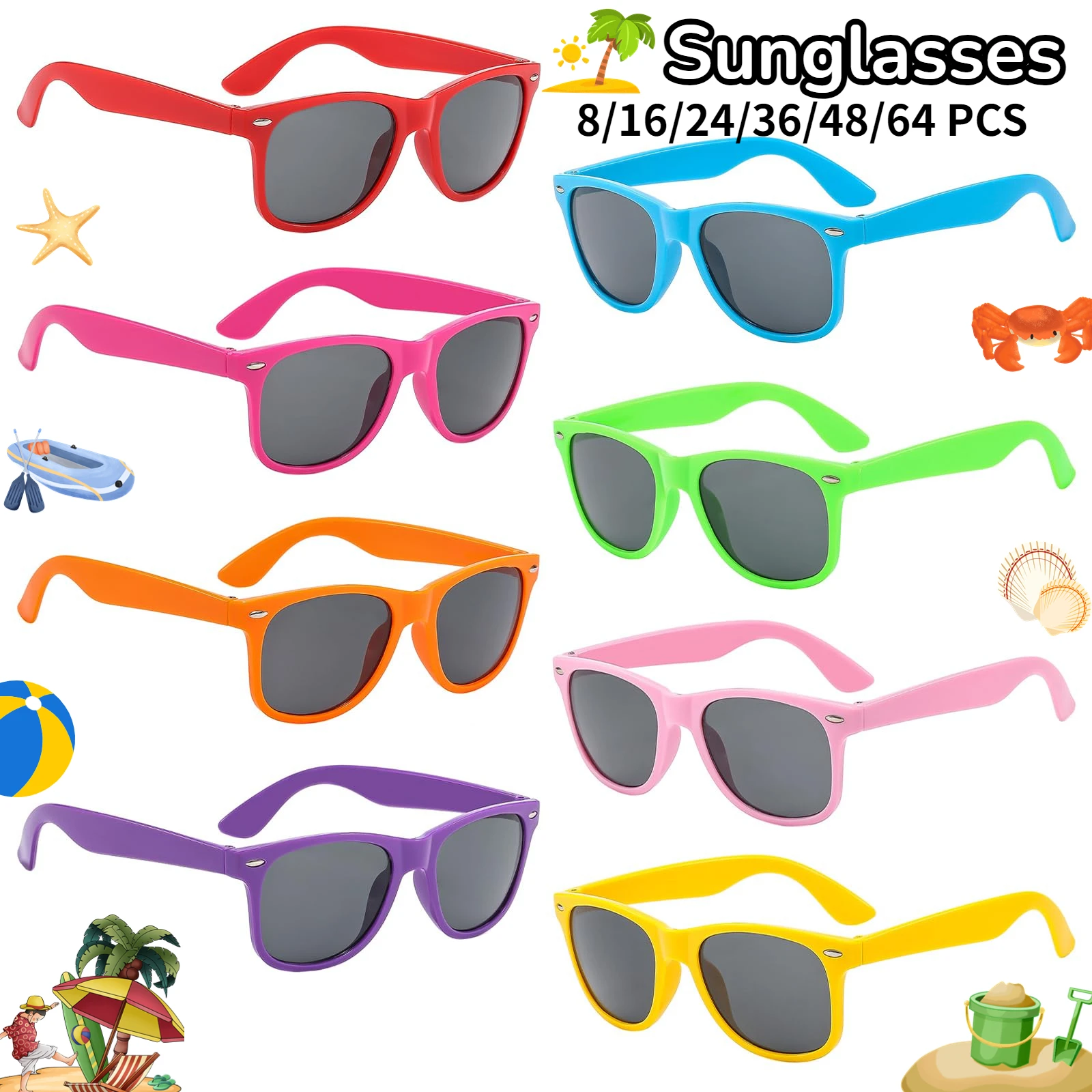 8-64Pcs Party Glasses Wedding Sunglass UV400 Eyewear for Guests Bachelorette Party Beach Pool Birthday Favors