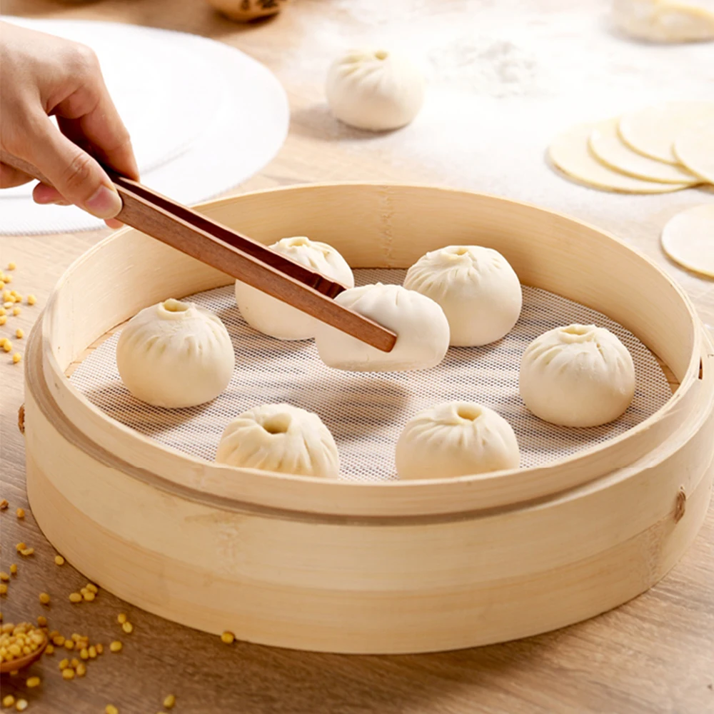10PCS Non-Stick Steamer Mat Food Grade Silicone Reusable Dim Sum Pad Round Baking Mat