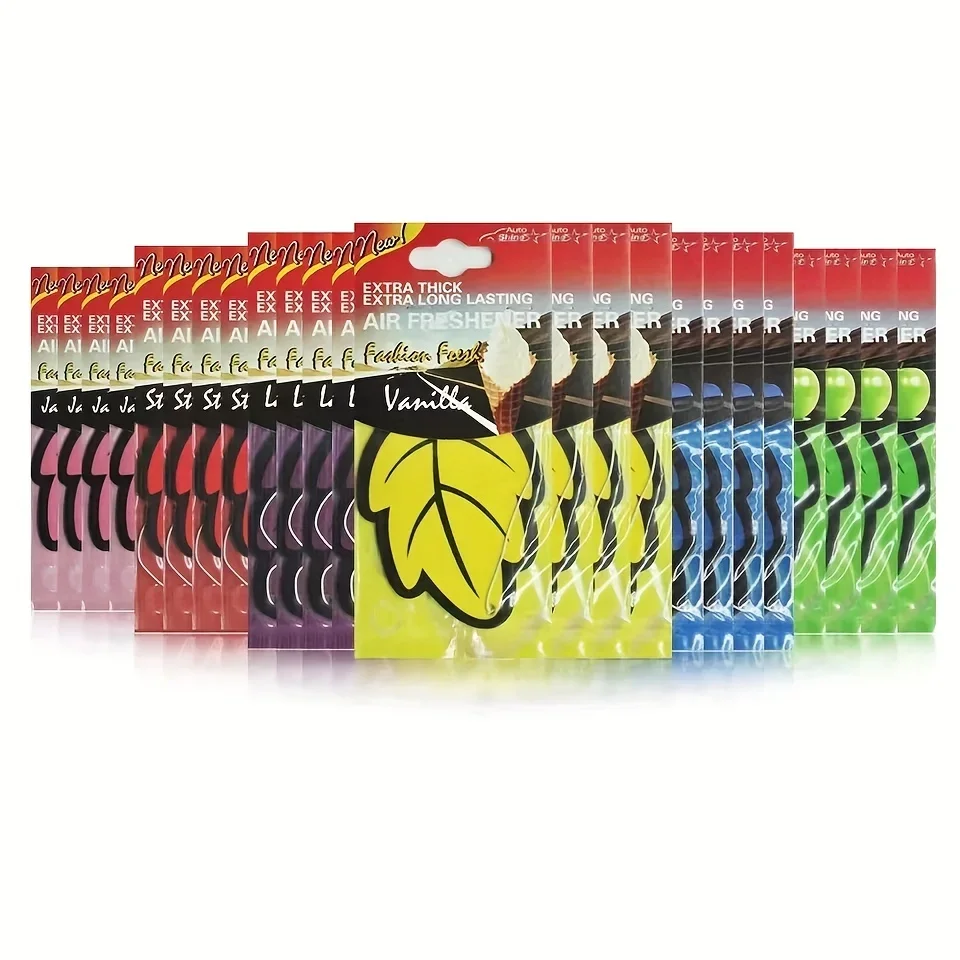 Car air freshener Natural Scented Tea Paper Auto Hanging Vanilla Perfume Fragrance Leaf Shape 6-60pcs