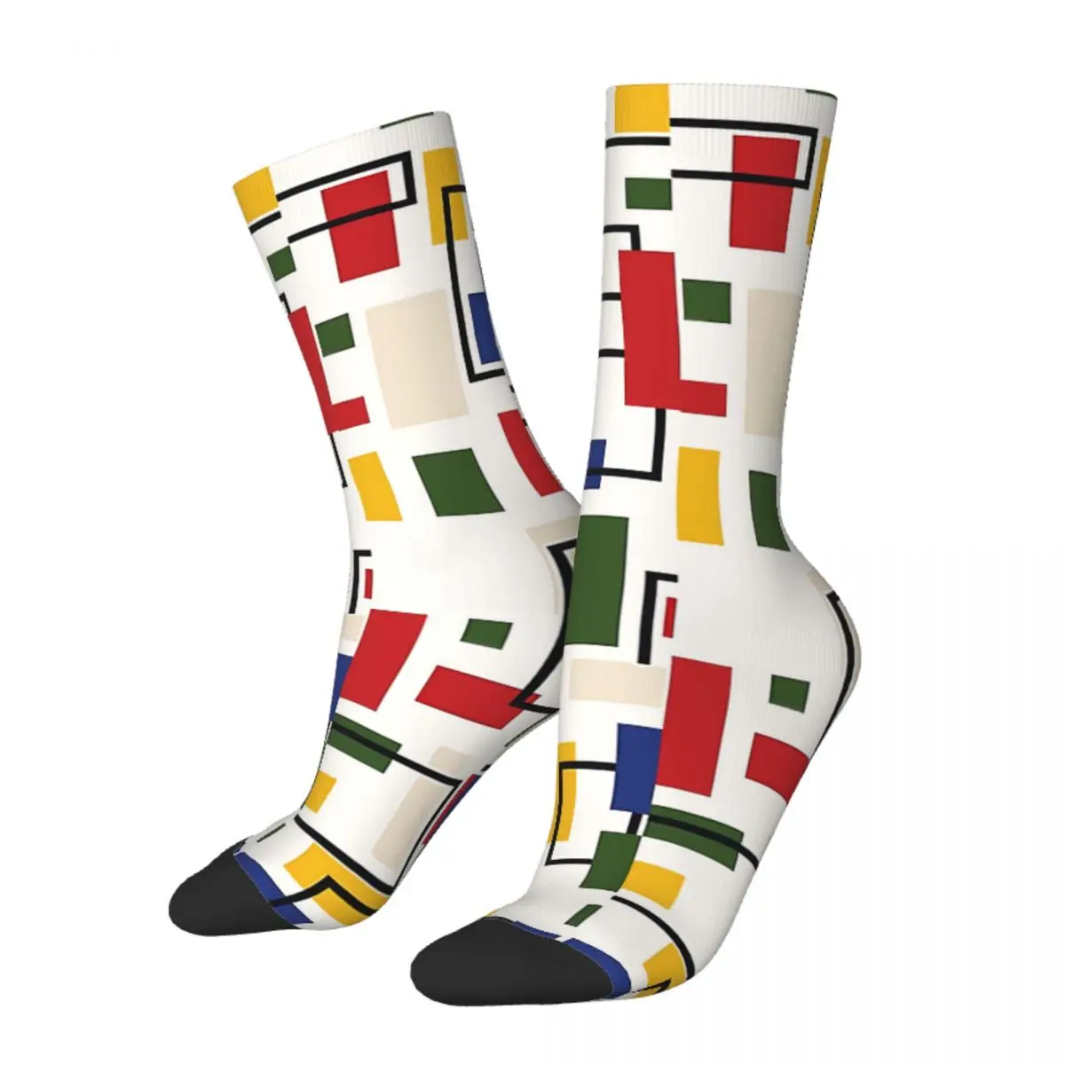 Men'S Socks Piet Mondrian Composistion Giclee Art Minimalism Retro Harajuku Geometric Hip Hoppattern Crew Crazy Sock