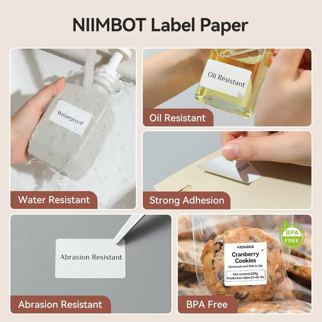 Niimbot الأبيض لصيقة علامة لفة الحرارية ذاتية اللص...