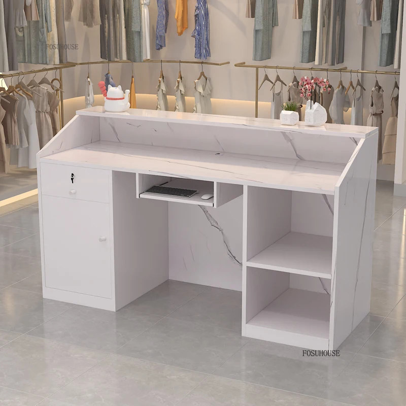 Nordic Company Front Reception Desks Office Furniture Bar Cashier Shop Small Clothing Store Beauty Salon Reception Counter Table