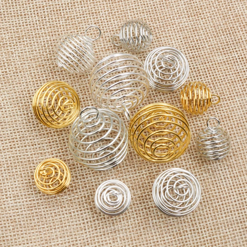10-30 Teile/los 9-25mm Metall Spirale Perlen Käfige Anhänger Hohl Bead Caps Für DIY Charms Schmuck machen Liefert Zubehör