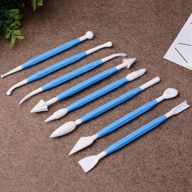 8pcs/set Double Heads Pottery Clay Sculpture Carving Tools Plastic Ceramic Polymer Playdough artistic Arts Craft Handmade Tool