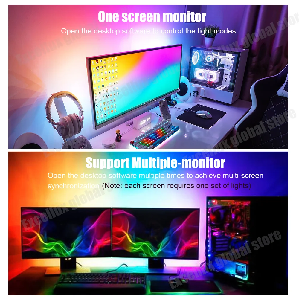 Reapyyt Gaming Lichtstreifen - RGB LED Sync Für 34 Zoll Monitor