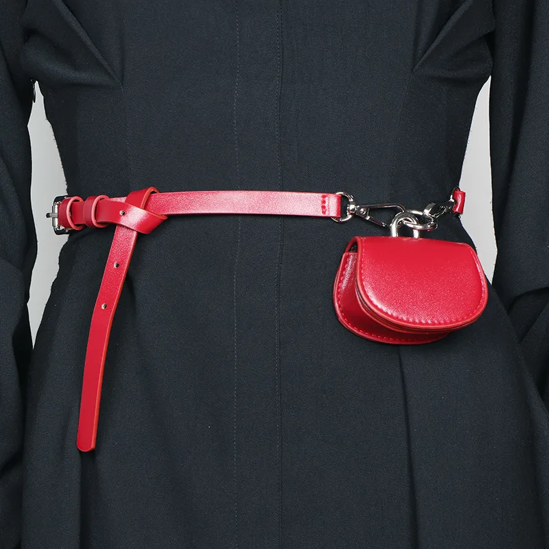[EAM] Pu Leather black Mini-bag Buckle Long Wide Belt Personality Women New Fashion Tide All-match Spring Autumn 2026 1DH8962