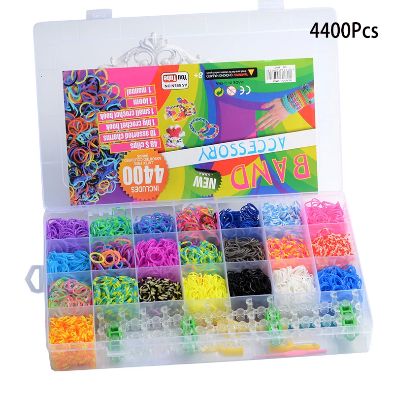 Baby Elastic Rubber Loom Bands Set Box DIY Toys Bracelet Silicone Bands  Rainbow Weave Gum Toy Handicraft Kit Girl Gift Kids Toys