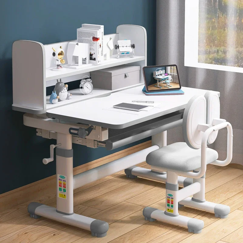 Childrens Kids Table Computer Plastic Minimalist Side Table Adjustable Study Drawers Infantil E Cadeirinha Home Furniture