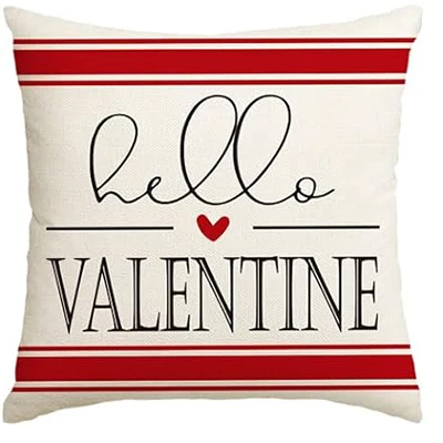 Color life valentine's day red and white love pillowcase, hello valentine's day plaid wedding cushion cover decorative sofa