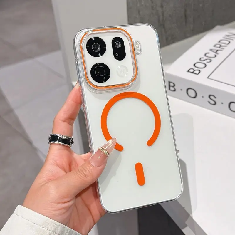 HD Transparent Magnetic Slim Back Cover with Wireless Charging Compatibility and Bumper Protection
