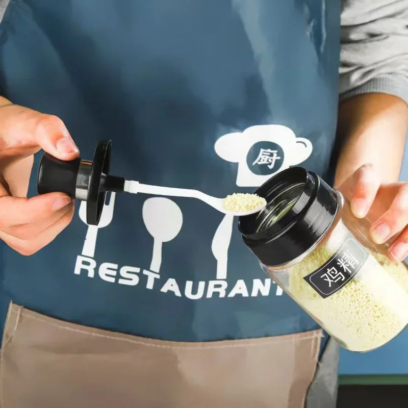 Seasoning Bottle Kitchen Salt Box Storage Spoon Cover Integrated Seasoning Bottle with Oil Brush Barbecue Tank Spices