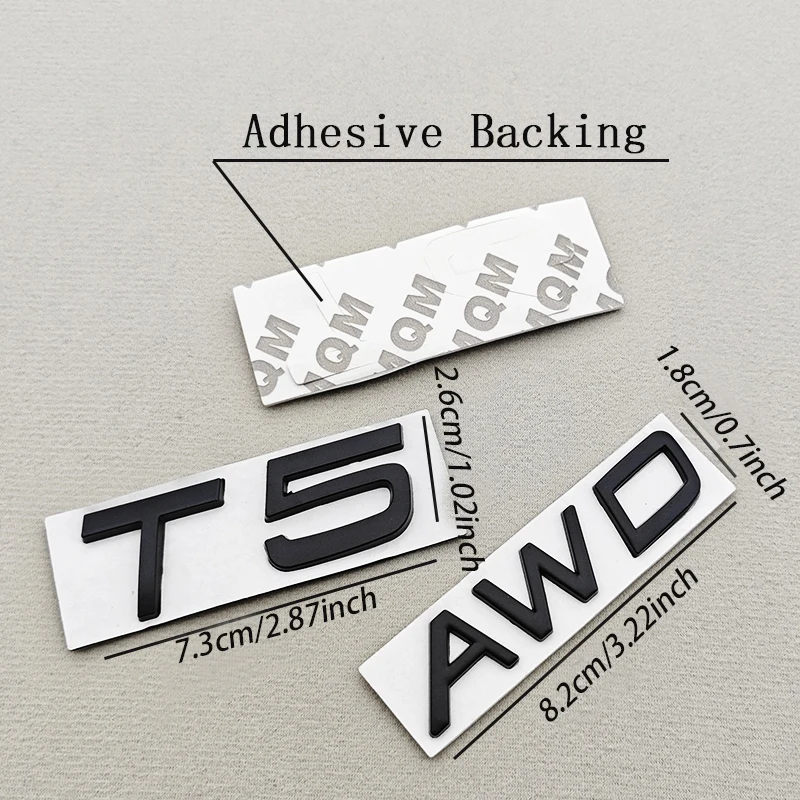 3D 메탈 T5 T6 AWD 자동차 트렁크 엠블럼 배지 레터 로고 데칼 볼보 XC60 XC90 S60 S90 블랙 크롬 액세서리 교체품