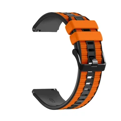 Colorful 22mm Silicone + Nylon Watch Strap - Vibrant Replacement Watchband Bracelet - Suunto Ocean (Black Orange)
