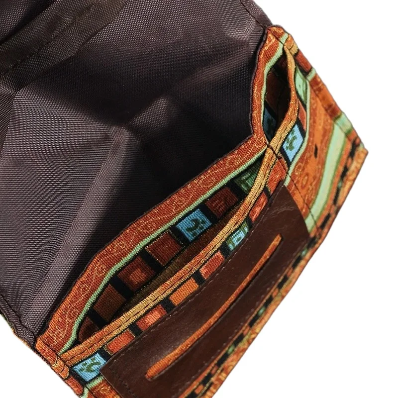 Borsa per Tabacco Vintage in Stile Etnico, Stampata a Mano, Portatile a 3 Pieghe, Accessorio per Fumatori da Uomo - immagine 3