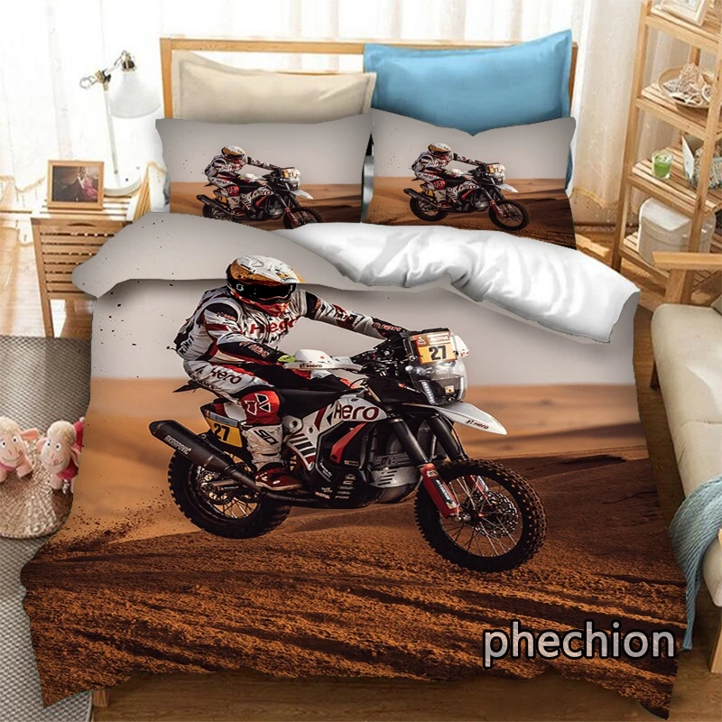

phechion Motorcycle Motocross 3D Print Bedding Set Duvet Covers Pillowcases One Piece Comforter Bedding Sets Bedclothes Bed K386