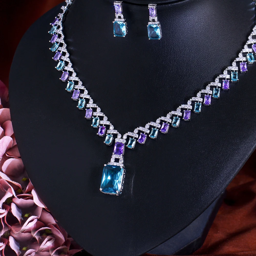 ★MIDNIGHT MOMENT.★ cube purple necklace Purple Amethyst Pear-shaped Gemstone Claw 18K Gold