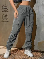 Women's Lightweight Cargo Pants with Adjustable Waist & Flap Pockets Outdoor/Workwear Trousers for Spring Summer Fall - Image 6