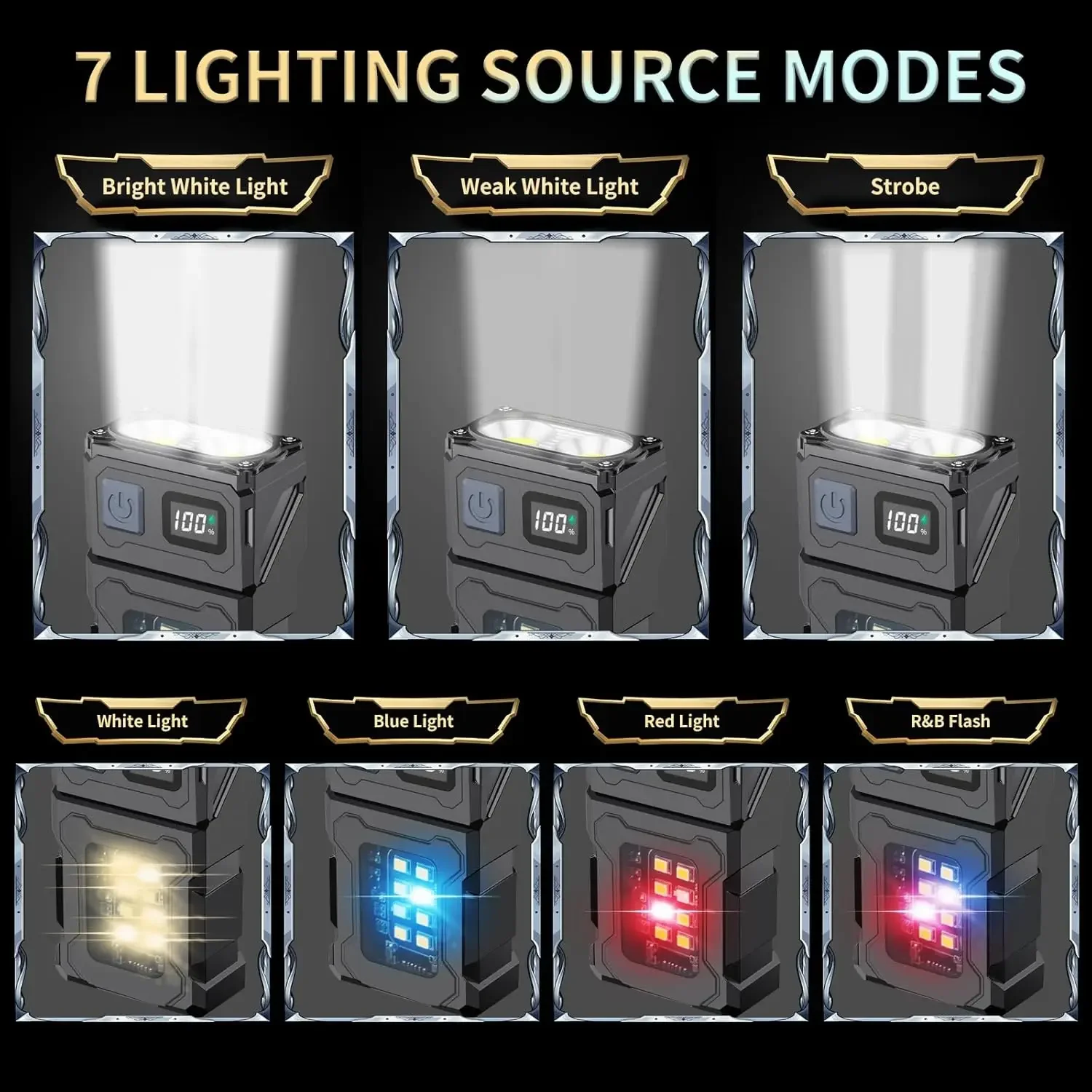 مصباح يدوي LED صغير 800LM - قابل لإعادة الشحن، قاع...