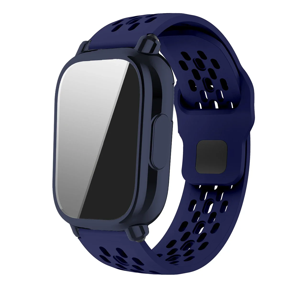 Silicone Strap and TPU Soft Shell Case with Full Cover Screen Protector for Smartwatch - Breathable Sport Band Design