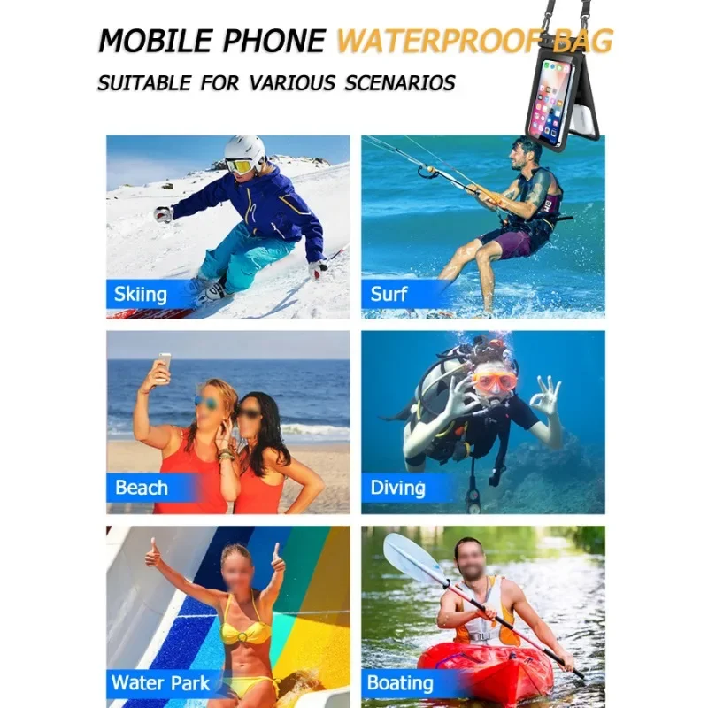 Waterproof Mobile Phone Bag Double Pocket Large Swimming Beach Storage Wallet Cards Pouch Dry Bags Photo Hanging Neck Water Park