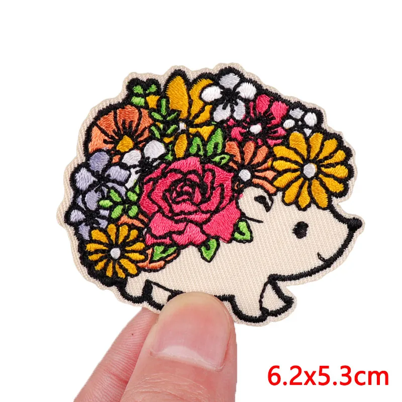 Blumen Igel Patches auf Kleidung Tier Patch DIY bestickt Patch Eisen auf Patches für Kleidung Cartoon Nähen Aufkleber Abzeichen – Detail 14
