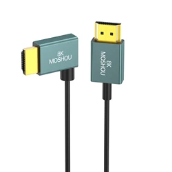 Ultra Thin 8K HDMI 2.1 Cable with 90 Degree Down Angle - Flexible Slim High - Speed Cord for Enhanced Viewing Experience (90D Left Angle)