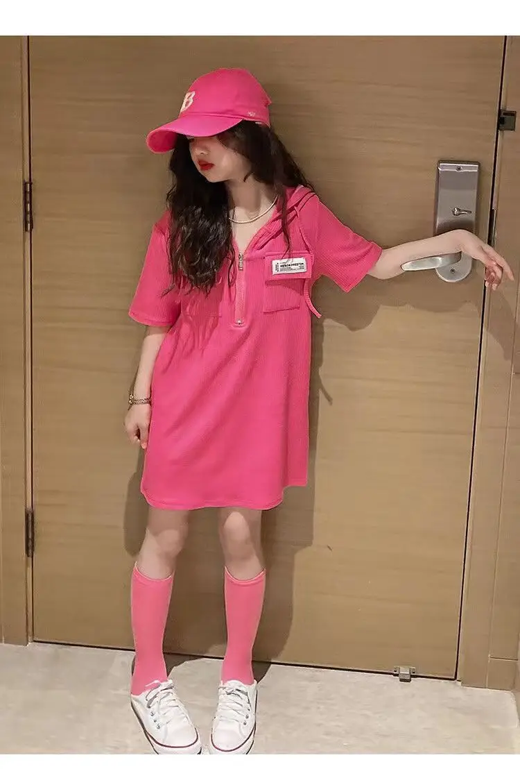 

Kids clothes girls Summer Hooded T-shirt skirt New cotton girls loose casual fashion girls dress leggings Princess skirt for kid