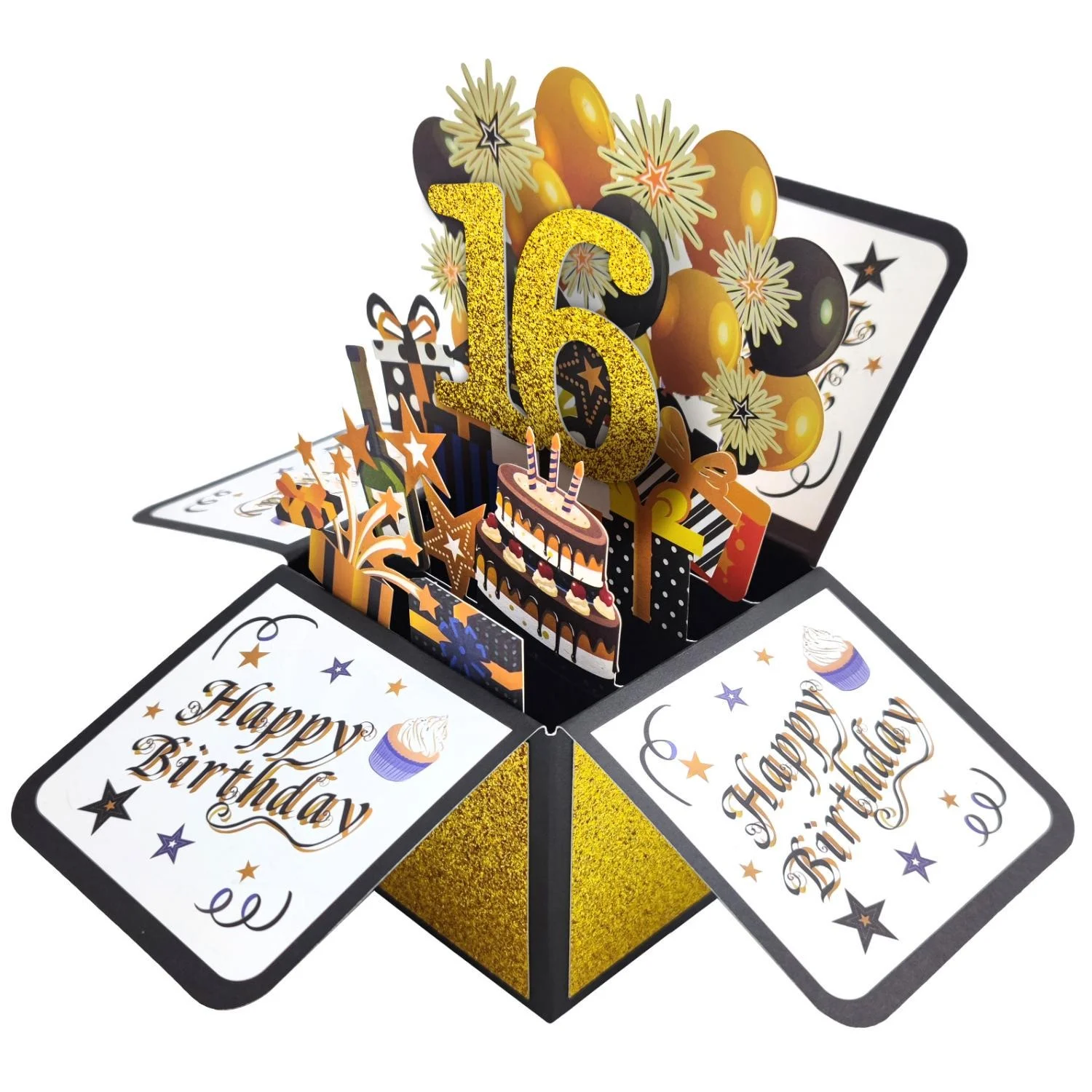 Happy Birthday Card 3D PopUp Greeting Cards Gift for Business Kids Wife Husband Birthday Gift Festive Party Supplies Cards