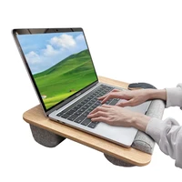 Mumucc Wooden Suspended Bed Study Table, Portable 15 Inch Laptop Desk With Handle, Sponge Cushion AND ABS Slot,Black,Khaki,Brown