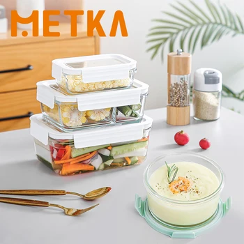 Verrerie Boîte à Bento Chauffage au Micro-ondes, Compartiment Hermétique, Récipient Alimentaire, Johonneur en Verre Portable, Filles en Verre Yogé 1