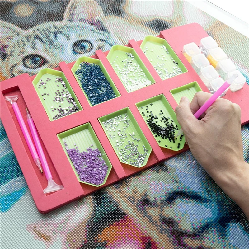 Multifunctional Diamond Painting Tray Holder Drill Pen Drill Pen Box Organizer DIY Craft Sewing Storage Tray diamond painting storage box storage box plastic storage box storage container storage bag diamond painting accessories diamond painting tool set