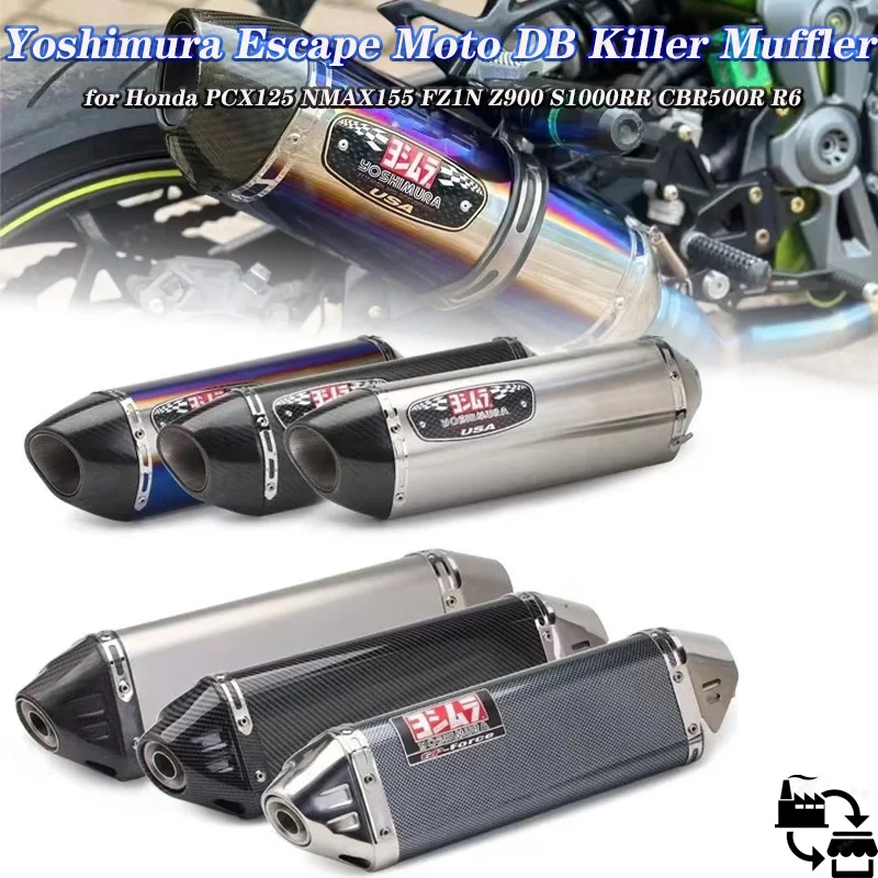 

51mm Universal Motorcycle Exhaust Muffler Yoshimura Escape Moto DB Killer for Honda PCX125 NMAX155 FZ1N Z900 S1000RR CBR500R R6