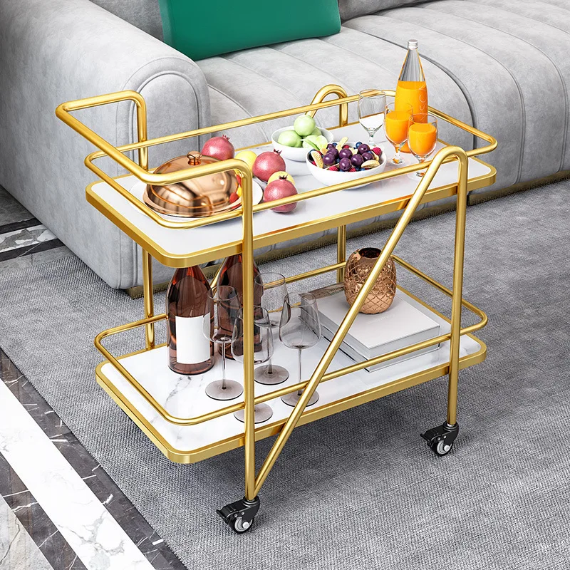 

Nordic modern hotel marble dining car commercial mobile frame delivery tea car home multi-function