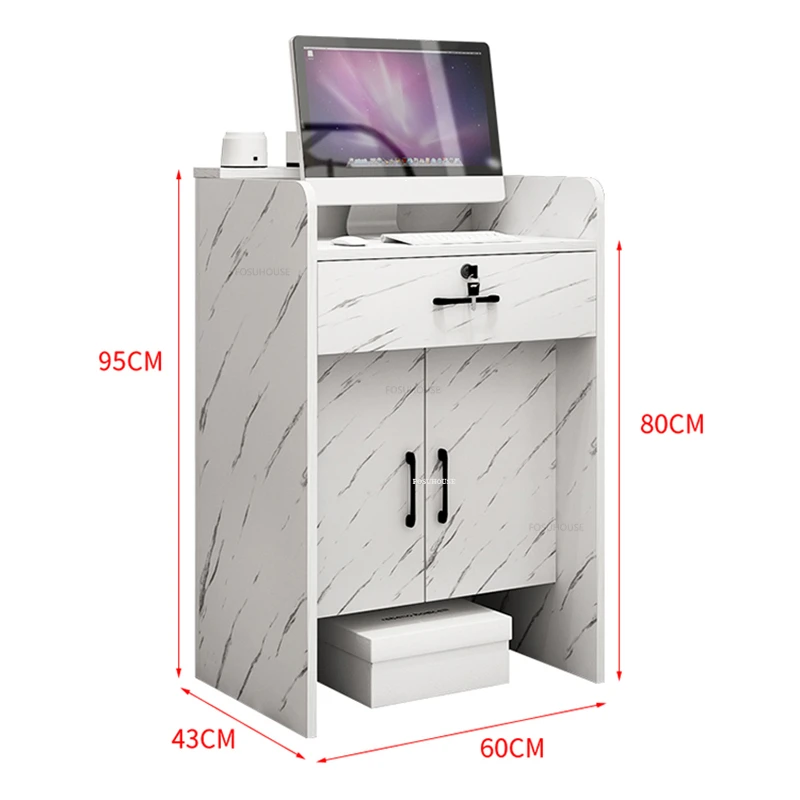 Beauty Salon Marbling Reception Desks Retro Cashier Counter with Drawer Simple Shop Bar Front Desk Table Nordic Office Furniture