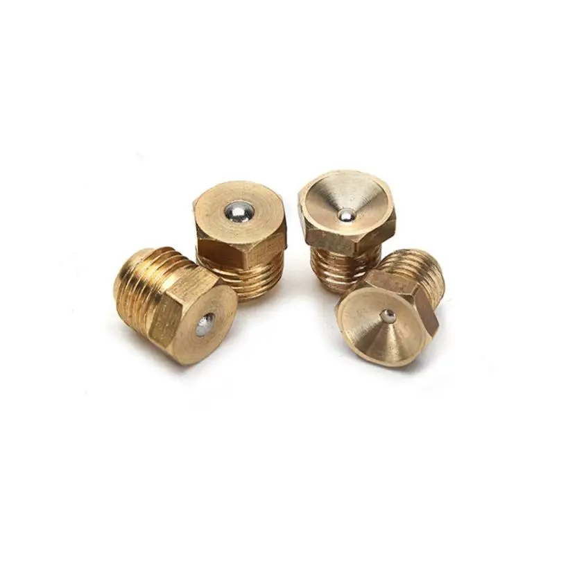 Grease Oil Cup Brass Press Ball Male Thread Push Button Flat Funnel Head Spring Nozzle Gas Engine Motor Repair Replacement Part