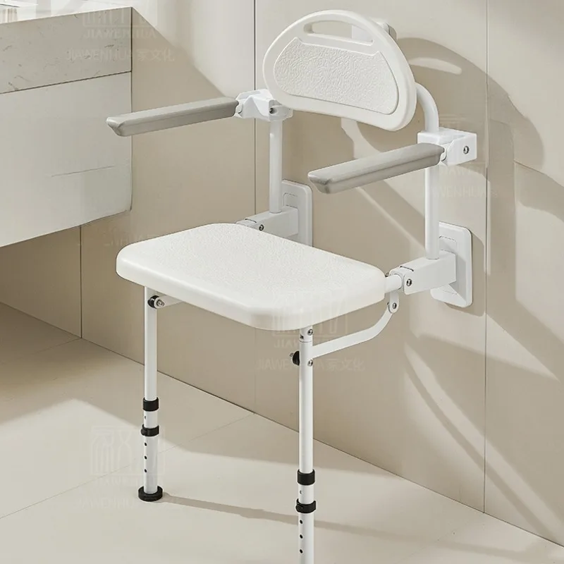 Wall-mounted Non-slip Bathroom Folding Disabled Chair Shower Seat, Height Adjustable Elderly Toilet Bath Chair Bathing Aids
