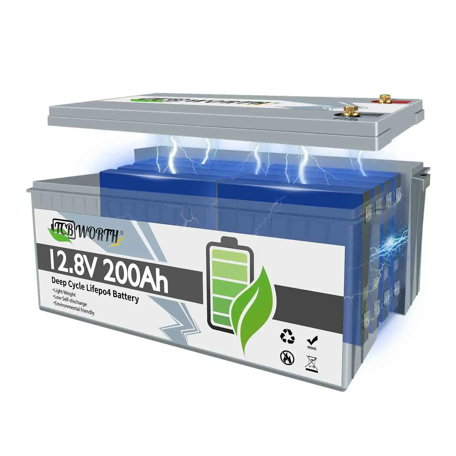 

Customizable Tcbworth Lifepo4 12v 200Ah Battery Stock In Oversea Warehouse With Best Price For Golf Cart And Home Appliances