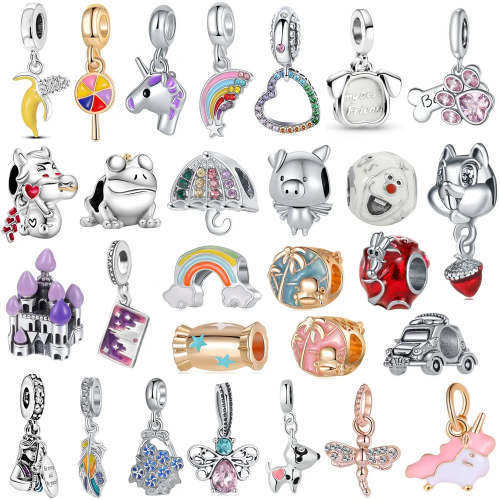 

1Pcs New Cute Banana Umbrella Rainbow Bead Pendant Suitable for Charm Bracelet Necklace Accessory Women DIY Jewelry Making Gifts