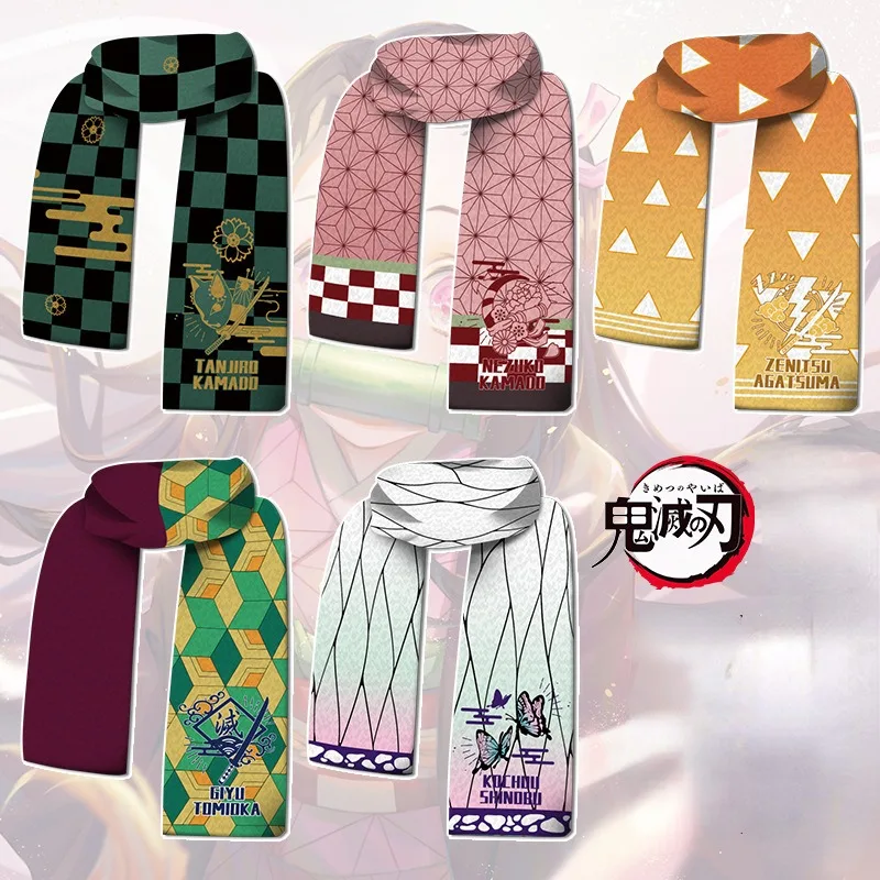 Demon Slayer Cartoon Anime Kimetsu No Yaiba Tanjirou Surround Winter Cotton Warm Neck Sciarpa Multiple Ip Works Regali Di Compleanno