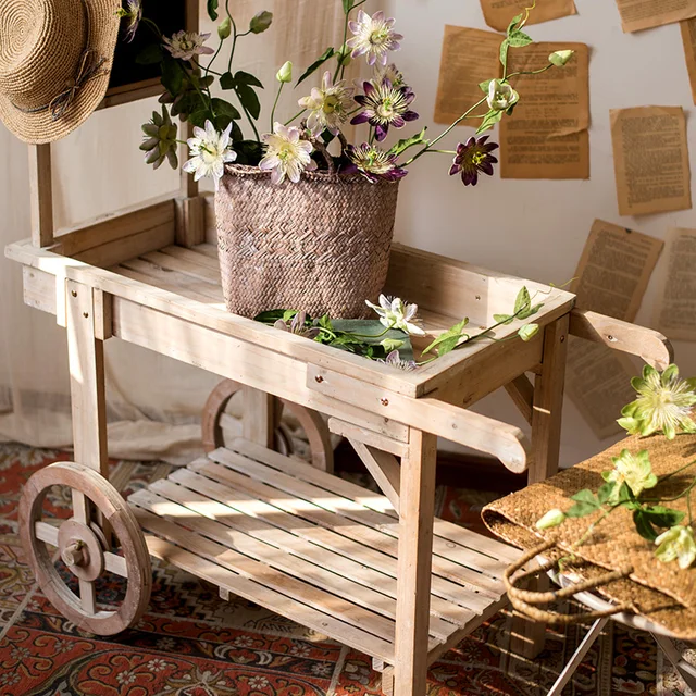 Nagy Szilárd Fa Úszó Virágállvány Virágbolt Dekoráció Kijelző Állvány Többfunkciós Retro Kosár - Image 3