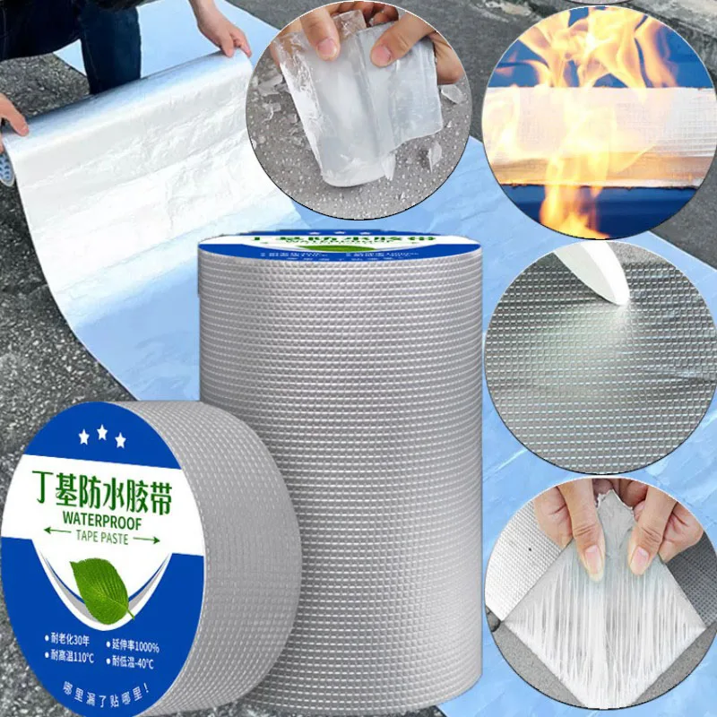 Fita de Folha de Alumínio à Prova d Água Super Borracha Butila Resistência de Alta Temperatura Etiqueta do Fix do Duto Telhado à Prova de Vazamento Paredes Vazamento