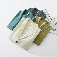 70% Linen 30% Cotton Anti-wrinkle Blazers Vintage Japan Style Spring Autumn Fall Casual Business Thin Coats 24SS Y2k Youth Male 2
