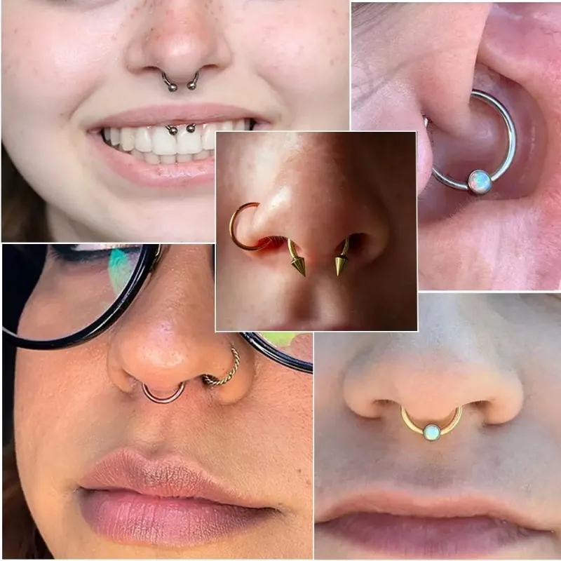 Septum Clicker Surgical Steel Daith Earrings Unique Nose Rings 16G